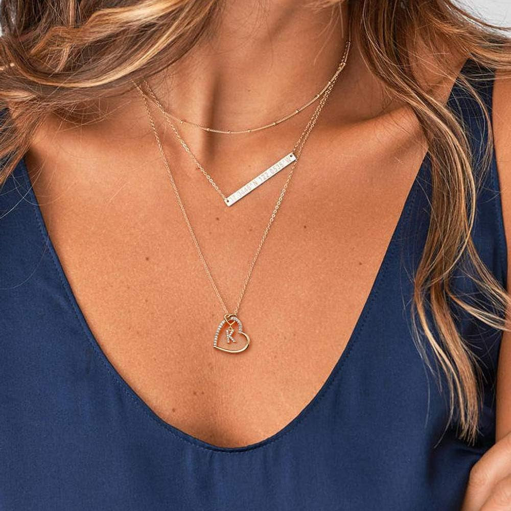 Heart Initial Necklaces, 14K Real Gold Filled Heart Initial Necklaces for Teen Girls Gifts Trendy Stuff Dainty Letter Necklace for Girls Jewelry Heart Necklace Jewelry for Girls Gifts