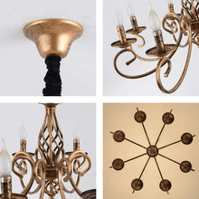 Load image into Gallery viewer, Rustic Chandeliers, 8 Lights Candle French Country Chandelier, Vintage Iron Pendant Light Fixture Hanging Light for Farmhouse, Kitchen Island, Dining Room, Bedroom
