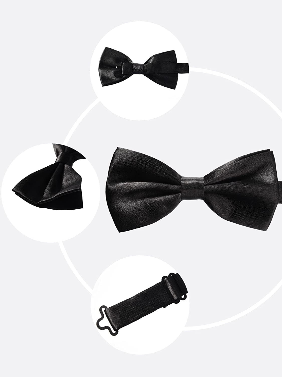 Men'S Pre-Tied Bow Ties Tux Bowtie Adjustable Formal Neck Bowtie for Parties (Black)