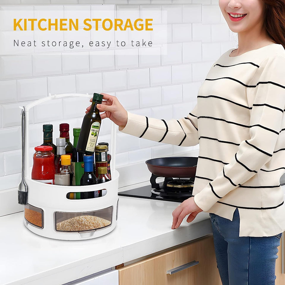 Lazy Susan Organizer, 9.4 Inch Turntable Cabinet Organizer Rotating Spice Rack Kitchen Storage Cosmetic Makeup Organizers for Cabinet Kitchen Pantry Refrigerator Countertop Organization-White