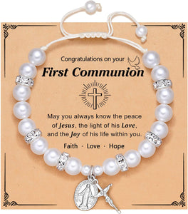 First Communion Gifts for Girls, Rosary Cross Bracelet First Communion Gifts for Girls Teens