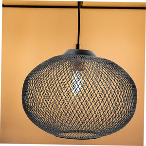 Wrought Iron Lampshade Vintage Light Bulbs Rattan Pendant Woven Clip on Lamp Shade Drum Lampshae Cover Lampshades for Bulb Fixture Guard Black,Xajd54D4511R7