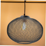 Wrought Iron Lampshade Vintage Light Bulbs Rattan Pendant Woven Clip on Lamp Shade Drum Lampshae Cover Lampshades for Bulb Fixture Guard Black,Xajd54D4511R7