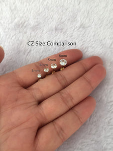 Titanium Flat Screw Back Stud Earrings for Girls,Safety Screw on CZ Earrings Hypoallergenic Surgical Steel Cartilage Earrings