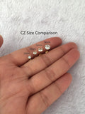 Titanium Flat Screw Back Stud Earrings for Girls,Safety Screw on CZ Earrings Hypoallergenic Surgical Steel Cartilage Earrings