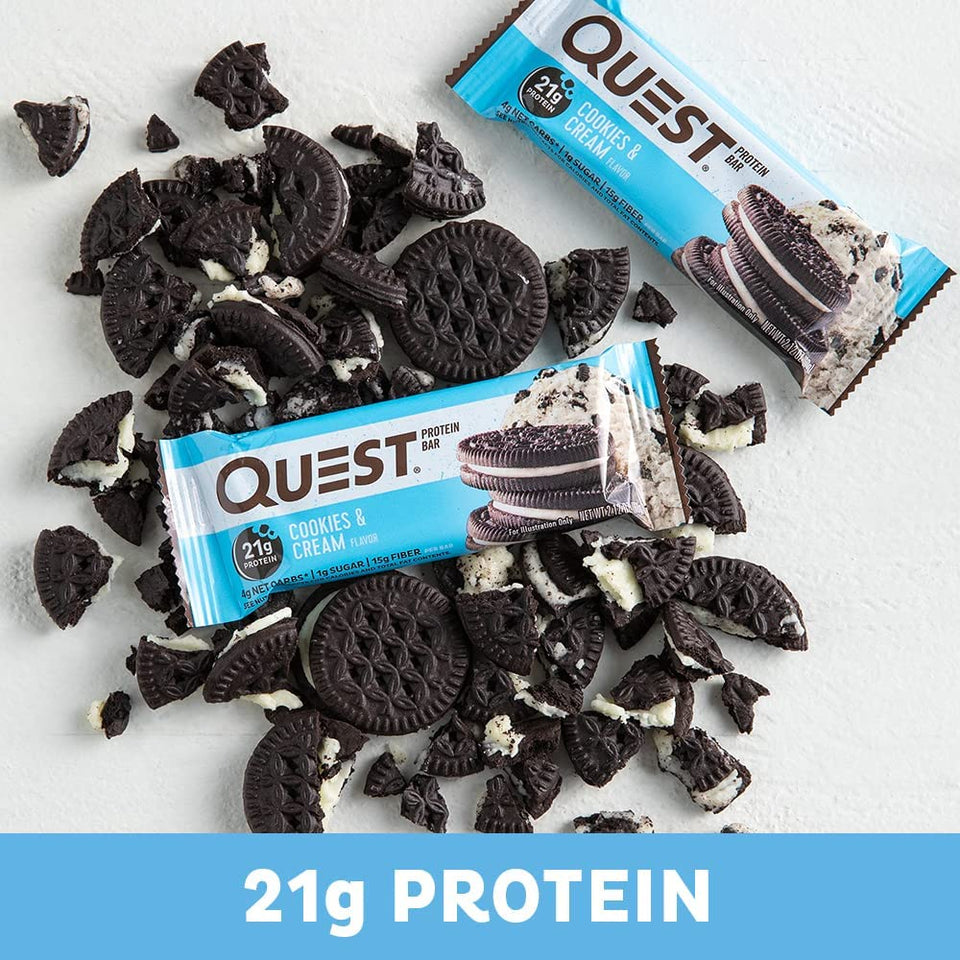 Cookies and Cream Protein Bar, High Protein, Low Carb, Keto Friendly, 12 Count