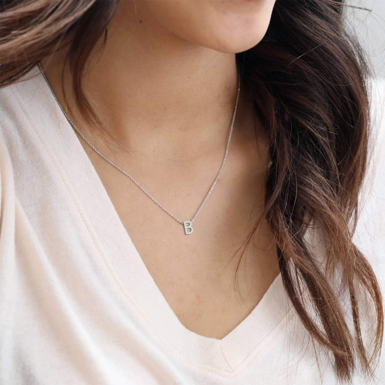 Small Initial Necklace for Women Stainless Steel Tiny Letter Necklace Personalized Name Necklace for Girls