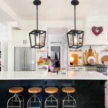 Load image into Gallery viewer, Pendant Lighting for Kitchen Island, 1-Light Black Pendant Lights with Glass Shade, Cage Hanging Light Fixtures, Farmhouse Pendant Light for Dining Room, Entryway, Hallway, Foyer
