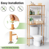 over the Toilet Storage Shelf Bamboo, 3-Tier over Toilet Organizer Rack, Freestanding above Toilet Shelf for Bathroom, Laundry, Space Saver, Natural Color