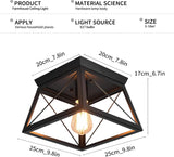 Farmhouse Flush Mount Ceiling Lights Fixtures,Kitchen Close to Ceiling Lamp,Square Black Metal Cage Light Fixture for Hallway Bedroom Dining Room Entryway,E27