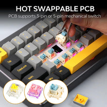 Load image into Gallery viewer, EK68 65% Gasket NKRO Hot Swappable 2.4Ghz/Bluetooth 5.0/USB-C Wired Mechanical Gaming Keyboard with Knob, South-Facing LED, 3000Mah Battery, RGB Backlight for Win/Mac(Flamingo Switch
