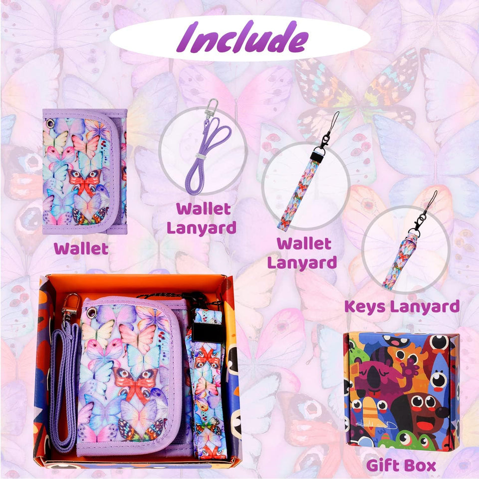 Kids Wallets for Girls, Butterfly-Colorful, Small