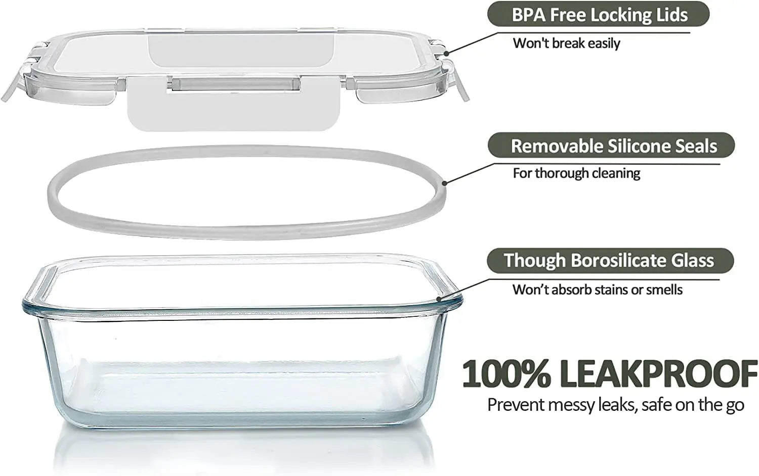 [10 Pack]  Airtight Food Storage Containers Set | Microwave, Oven, Freezer & Dishwasher Safe | Ideal for Fridge, Pantry & Kitchen Organiser | Meal Prep Containers and Lunch Box with 100% Leak-Proof Lids