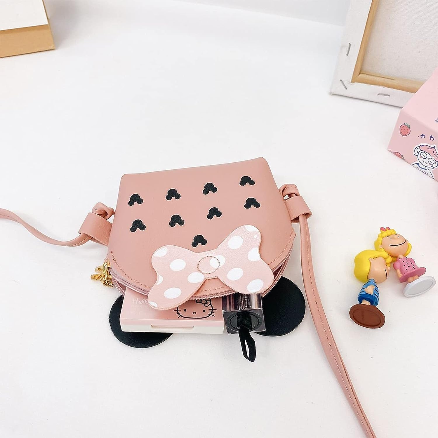 Little Girls Crossbody Purse Toddler Mini Cute Princess Handbag Shoulder Messenger Bag for Kids, a Mouse Pink, Medium, Durable