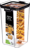 Ultra Tritan Airtight Pantry Storage Container | 1.3 Litre Square Food Storage Container | Stackable | with Locking Clips | Bpa-Free | Clear with Black Accents