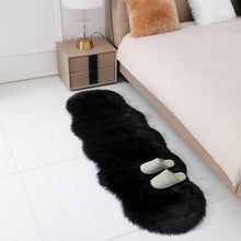 Load image into Gallery viewer, Soft Fluffy Rug Faux Sheepskin Fur Area Rug Shaggy Couch Cover Seat Cushion Furry Carpet beside Rugs for Bedroom Floor Sofa Living Room Runner, 60X180Cm (Black)
