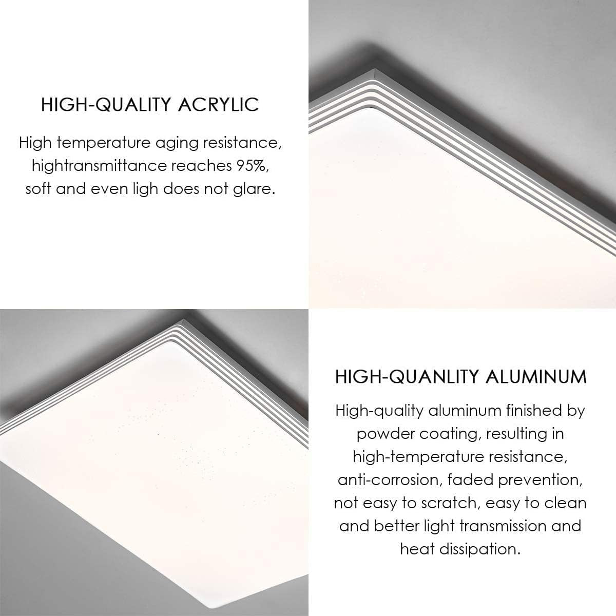 Flush Mount LED Ceiling Light Fixture with Remote,13.4 Inch 30W Square Dimmable Surface Mount Ceiling Lamp for Kitchen Bedroom Utility Laundry Closet Room, 3000K-6500K
