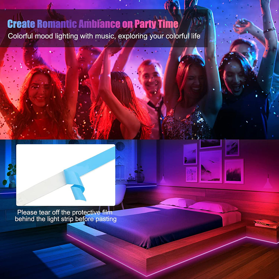 Smart LED Light Strip, [Timer Function]  6M/19.7Ft LED Strip Lights with Bluetooth, 5050 RGB LED Light, 16 Million Colors Changing, App Control, Music Sync, for Home, TV, Christmas, Halloween