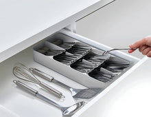 Load image into Gallery viewer, Dream Drawers 2-Piece Drawer Organisation Set with Large Cutlery Organiser and Knife Organiser - Grey
