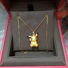Load image into Gallery viewer, Gold 3D Anime Clavicle Necklace Happy Lucky Animal Pendant for Women Girls, Copper, Created Pearl
