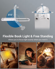 Load image into Gallery viewer, USB Rechargeable Book Light, Warm White, Brightness Adjustable for Eye-Protection, LED Clip on Portable Bookmark Light for Reading in Bed, Car (White)
