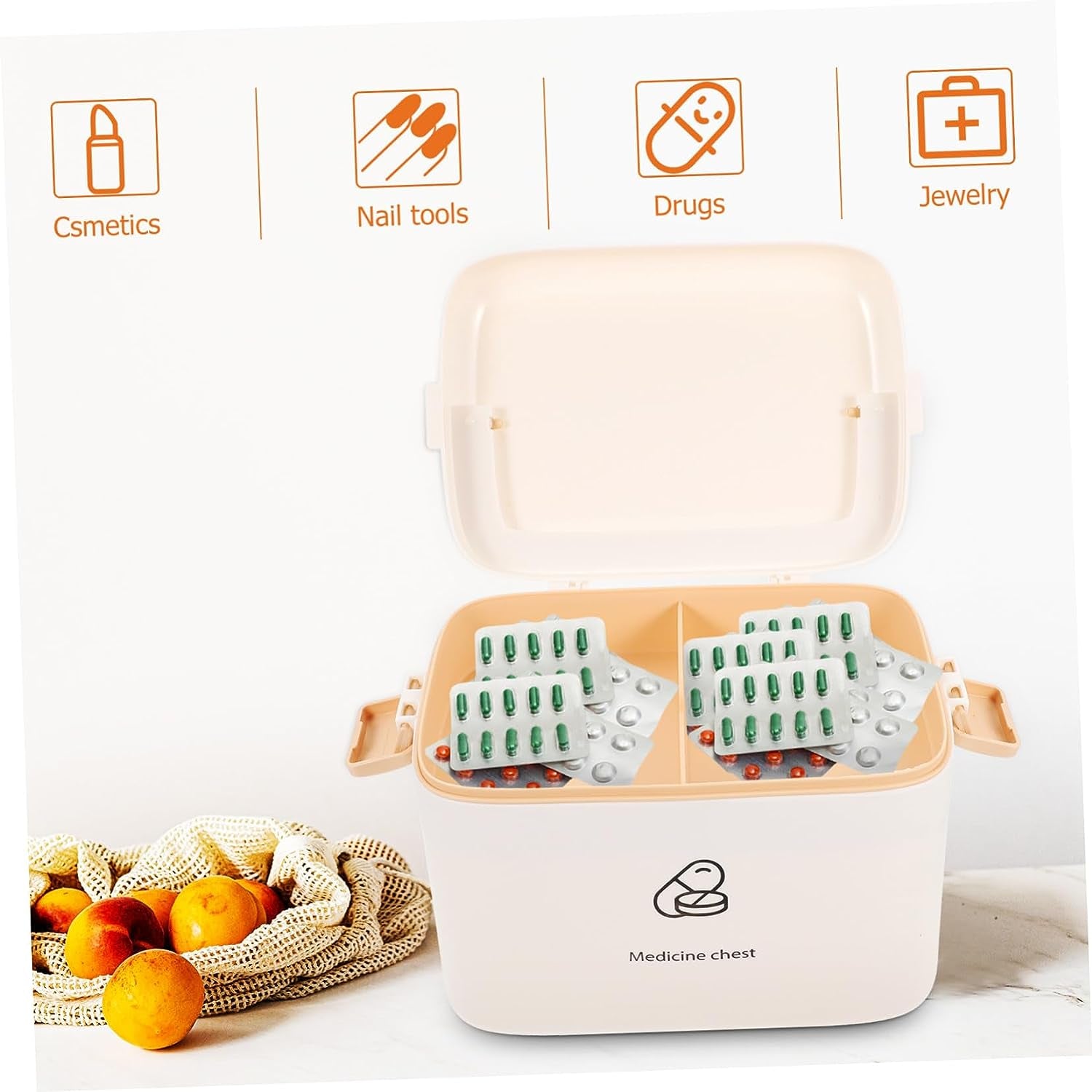 Box Medicine Storage Large Makeup Case First Aid Container Cosmetic Cases for Traveling Time Lock Box Household Medicine Box Storage Box with Lock Medicine Cabinet Cosmetics Box