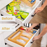 Ziplock Bags Pantry Storage and Drawer Storage - Bamboo Ziplock Bag Organiser - Kitchen Storage & Organisation for Ziplock Bags - by ®