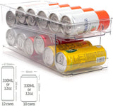 2-Layer Fridge Rolling Cans Dispenser Scrolling Cans Tins Holder Rack Fridge Storage Organiser Bin for Fridge Soda Beer Kitchen Cupboard Pantry Refrigerator Freezer