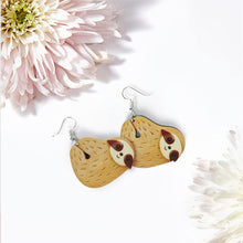 Load image into Gallery viewer, Animal Dangles Earrings | Sloth Dangle Earrings Stud | Cute Wooden Ear Studs for Women, Girls, Sloths Lovers, 1 Pair, Unique Birthday Gift

