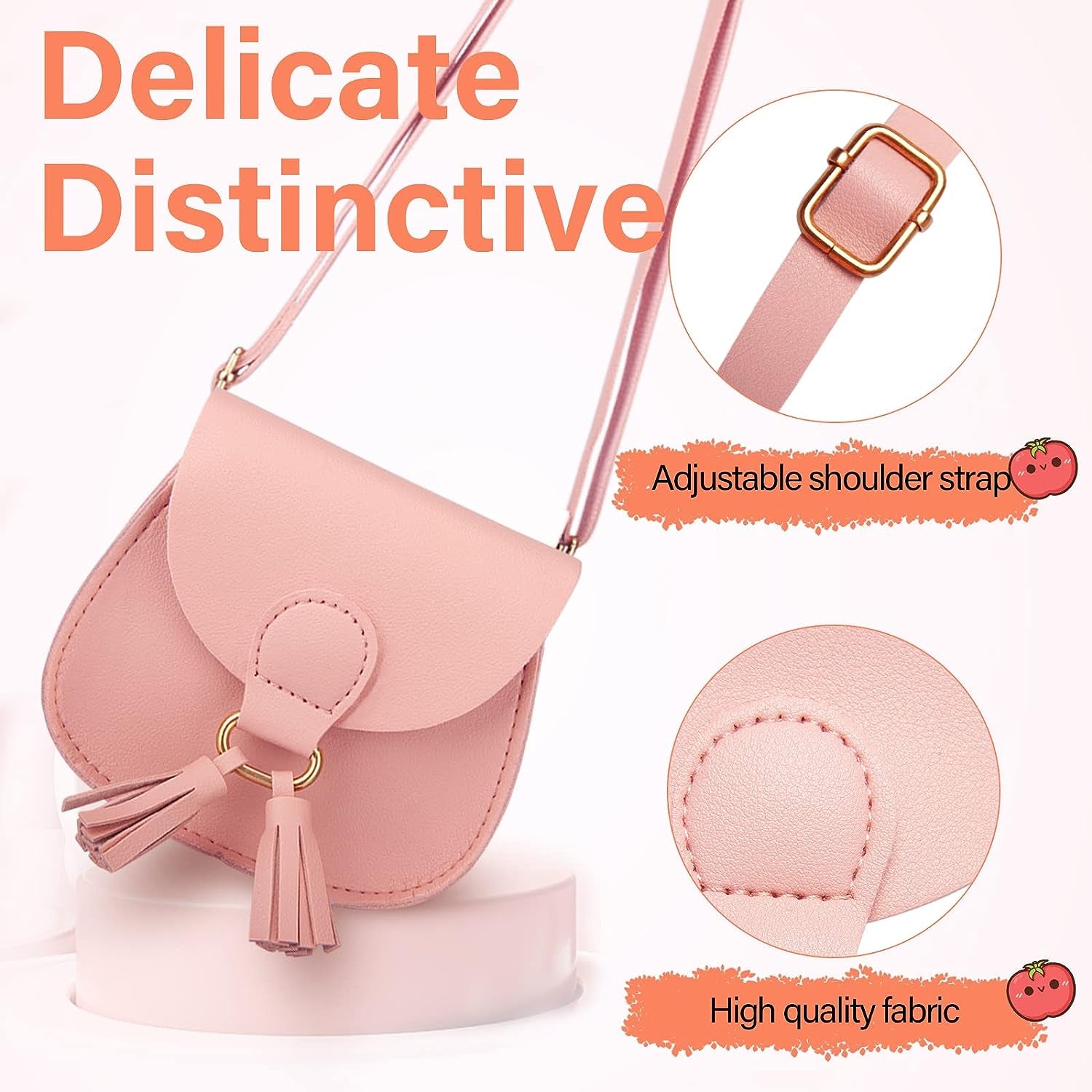 Little Girls Purse for Toddler Kids Girls Leather Crossbody Bag with Tassel