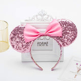 Cosplay Costume Mouse Ears Headband, Sequin Mice Ears Headband Glitter Bow Headband for Boys and Girls Birthday Party Mom Baby Hairs Accessories Girl Headwear (Pink)