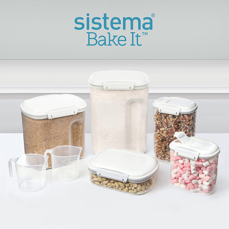 82004 Bake It Pantry Set 5 Food Storage Containers with Lids 2 Cups for Baking Bpa-Free for Cereal, Flour, Pasta and More