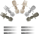 6 Pack Silicone Baby Spoons and Fork Feeding Set- Anti-Choke First Self Feeding Utensils for Baby Led Weaning Ages 3 Months