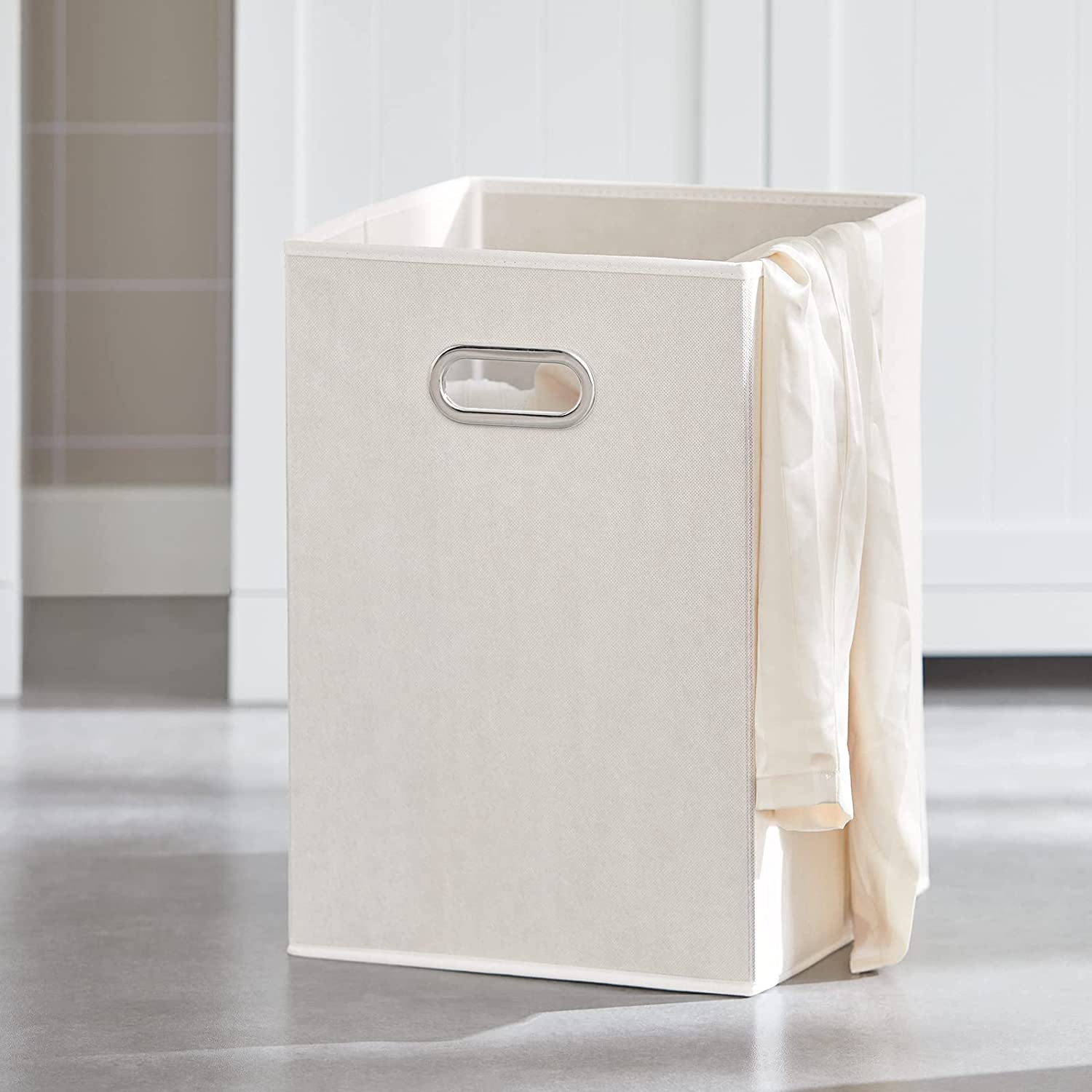 BZR33-W, 2 Drawers 2 Doors Laundry Cabinet Laundry Chest with 2 Removable Laundry Baskets, Bathroom Cabinet
