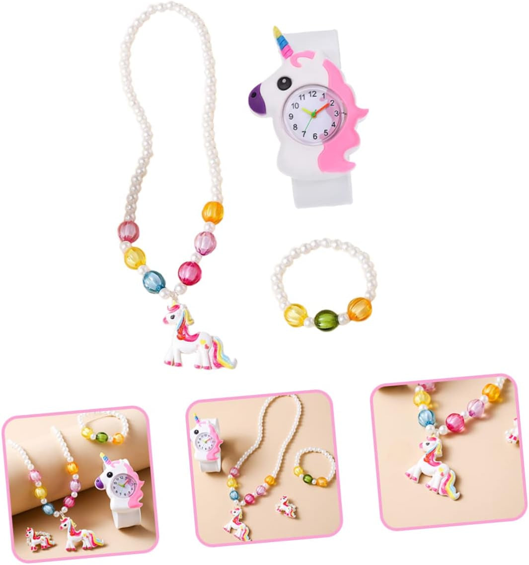 1 Set Children'S Watch Digital Watch Kids Suit Case Charm Bracelets Statement Necklace Snap Bracelet Slap Bracelets for Kids Cartoon Bracelet Necklace Children Beaded Necklace Girl