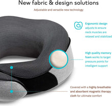 Load image into Gallery viewer, Travel Pillow 100% Pure Memory Foam Neck Pillow, Pillows for Sleeping, Car and Airplane Travel Essentials, Travel Kit with 3D Contoured Eye Masks, Earplugs and Luxury Mesh Bag (Grey)
