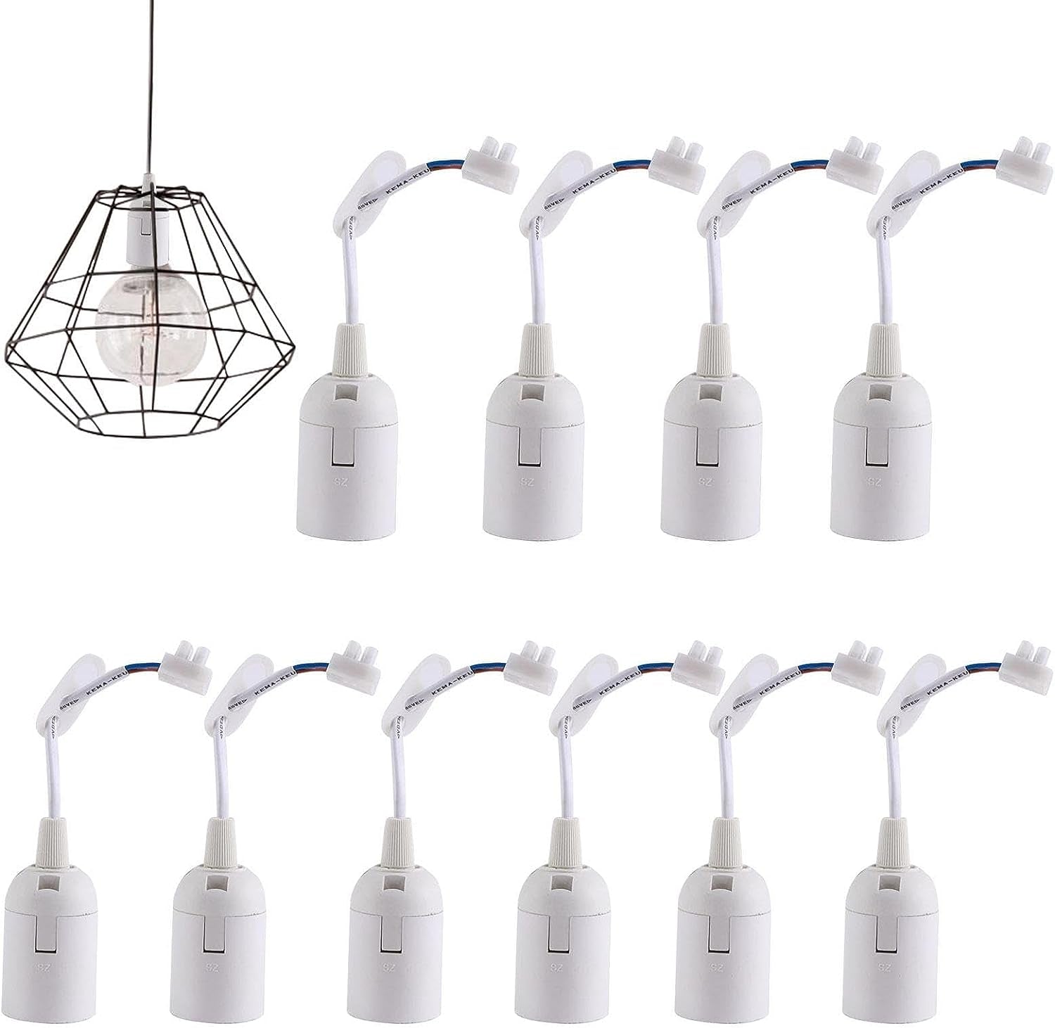 Lamp Holder E27 with Cable | 10Pcs E27 Pendant Light Socket with Cord - Shop and Family, Hangings Light Cord with Bulb Socket Safe Lamp Holder for Construction Site