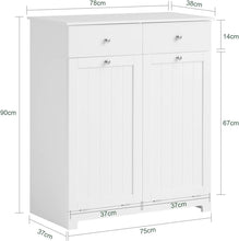Load image into Gallery viewer, BZR33-W, 2 Drawers 2 Doors Laundry Cabinet Laundry Chest with 2 Removable Laundry Baskets, Bathroom Cabinet
