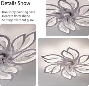 Modern Ceiling Light Whit Fan, Low Profile Ceiling Fans with Lights and Remote/App,Flush Mount Ceiling Light Fan,6 Wind Speed,3 Color Light,Ceiling Fan Light for Bedroom/Office (65Cm-White)