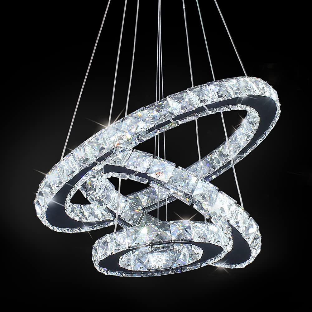 Modern Crystal Chandeliers LED Chandelier Pendant Lights Chandelier Rings Pendant Light 20/30/40Cm(8/12/16 Inches)(Cool White 20/30/40)
