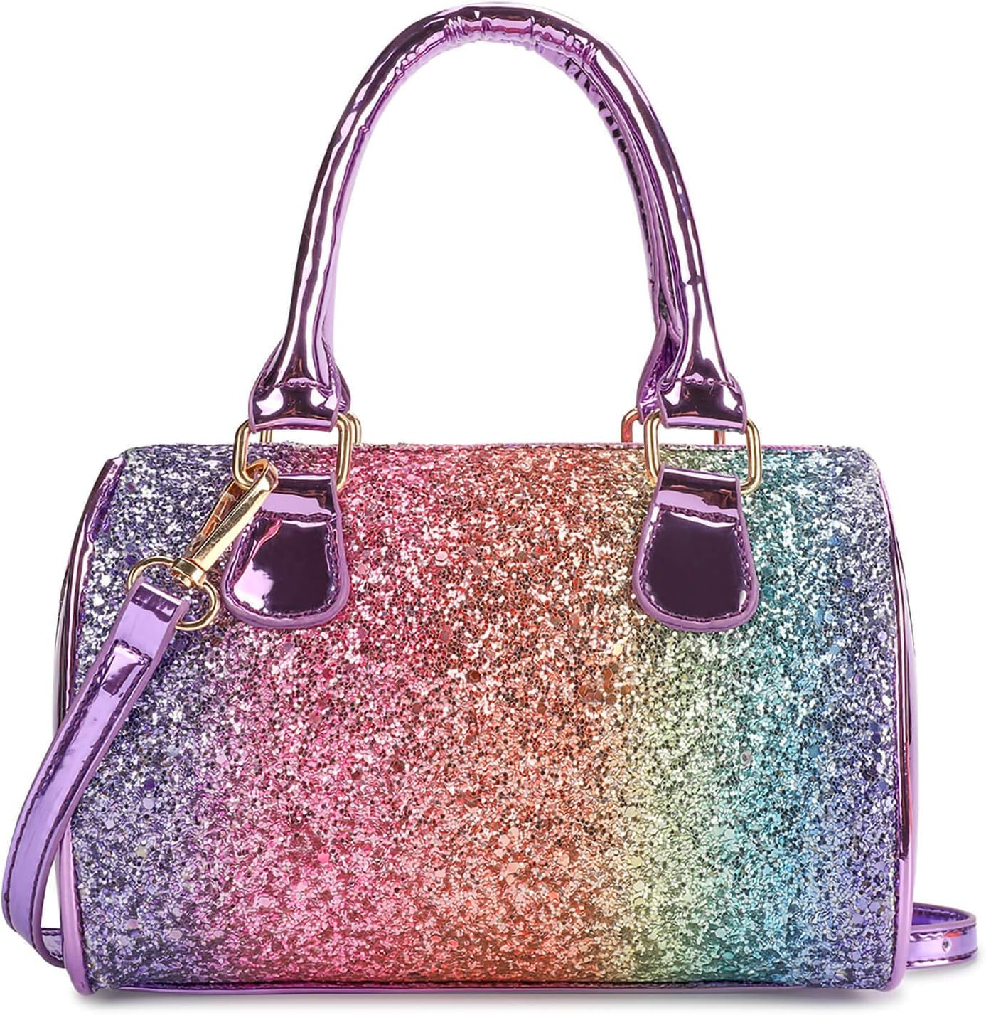 Cute Kids Purse for Little Girls Toddlers Crossbody Handbag, Glitter Rainbow, Small