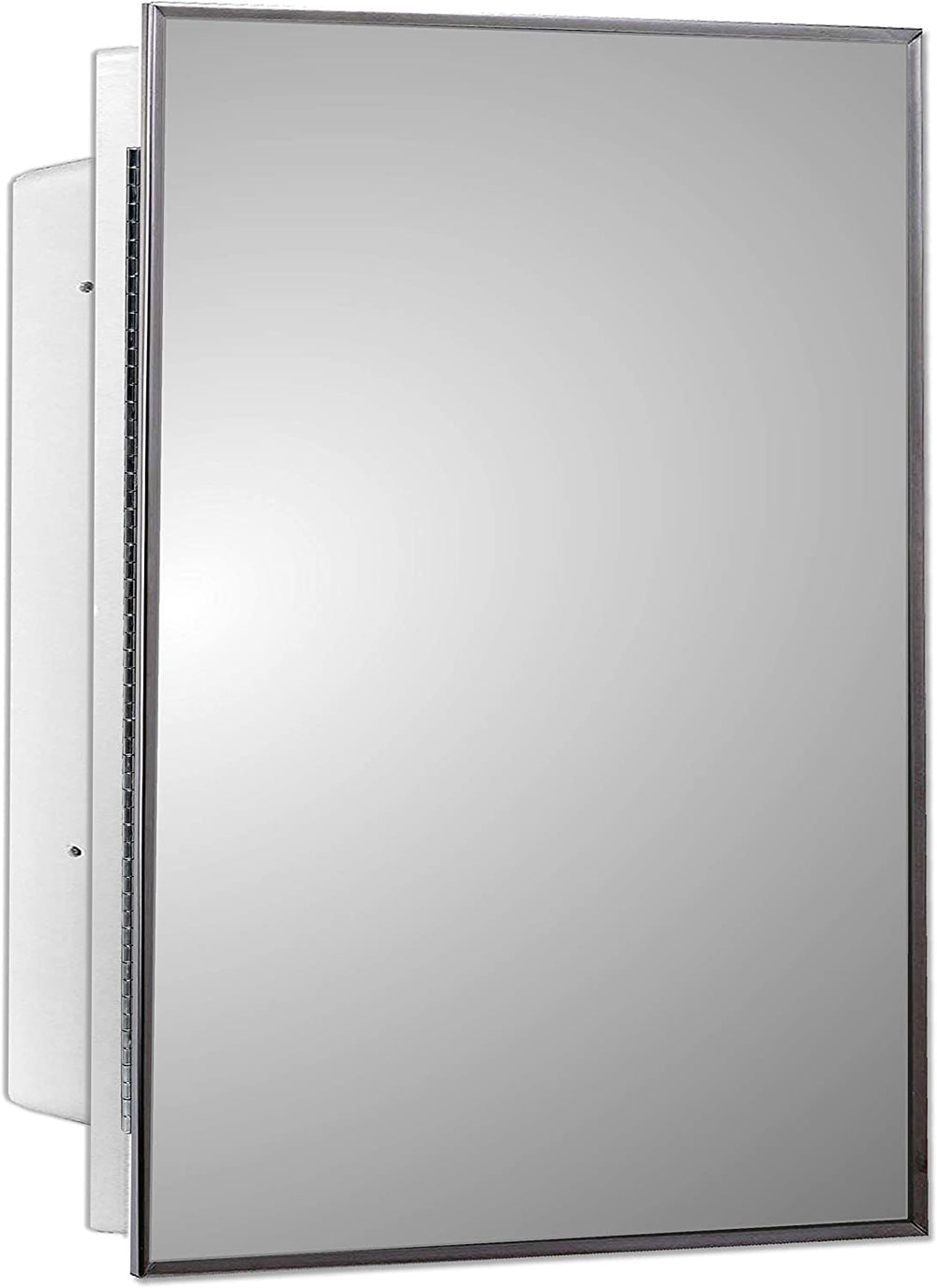16" X 22" Medicine Cabinets for Bathroom with Mirror - Bright Steel Framed, Recessed, Modern Home Décor, Bright Steel, Non-Adjustable Shelves