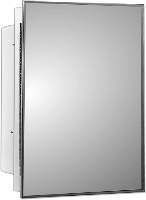 16" X 22" Medicine Cabinets for Bathroom with Mirror - Bright Steel Framed, Recessed, Modern Home Décor, Bright Steel, Non-Adjustable Shelves