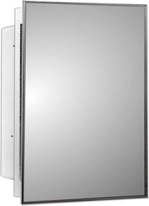 16" X 22" Medicine Cabinets for Bathroom with Mirror - Bright Steel Framed, Recessed, Modern Home Décor, Bright Steel, Non-Adjustable Shelves