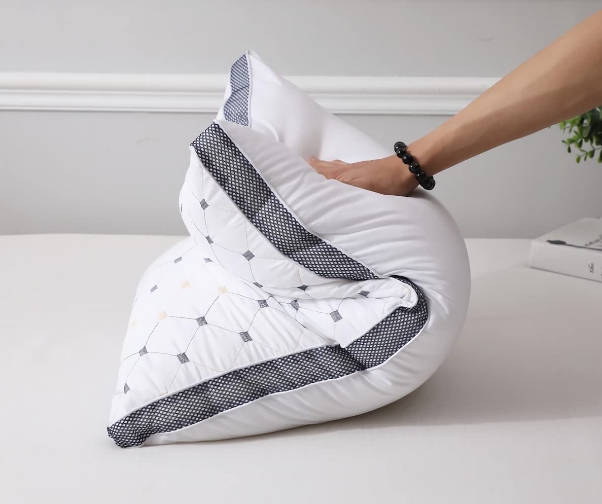 Hotel Quality Pillows, Checked, Ultra Plush Soft, Bed Pillows for Sleeping, Twin Pack