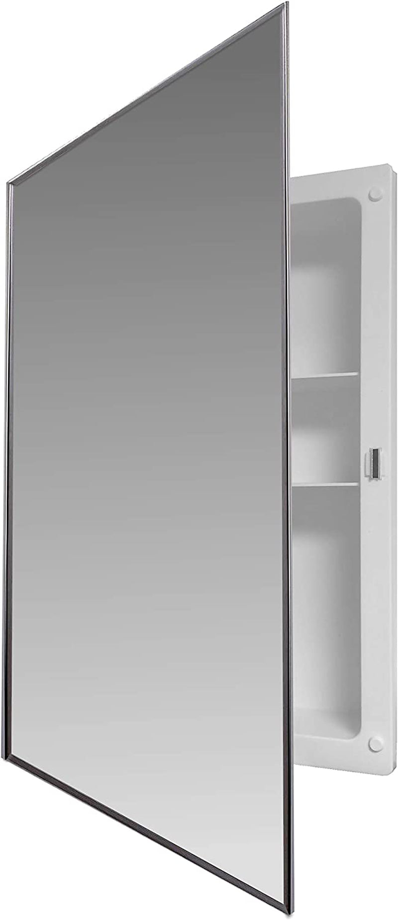 16" X 22" Medicine Cabinets for Bathroom with Mirror - Bright Steel Framed, Recessed, Modern Home Décor, Bright Steel, Non-Adjustable Shelves