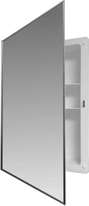 16" X 22" Medicine Cabinets for Bathroom with Mirror - Bright Steel Framed, Recessed, Modern Home Décor, Bright Steel, Non-Adjustable Shelves