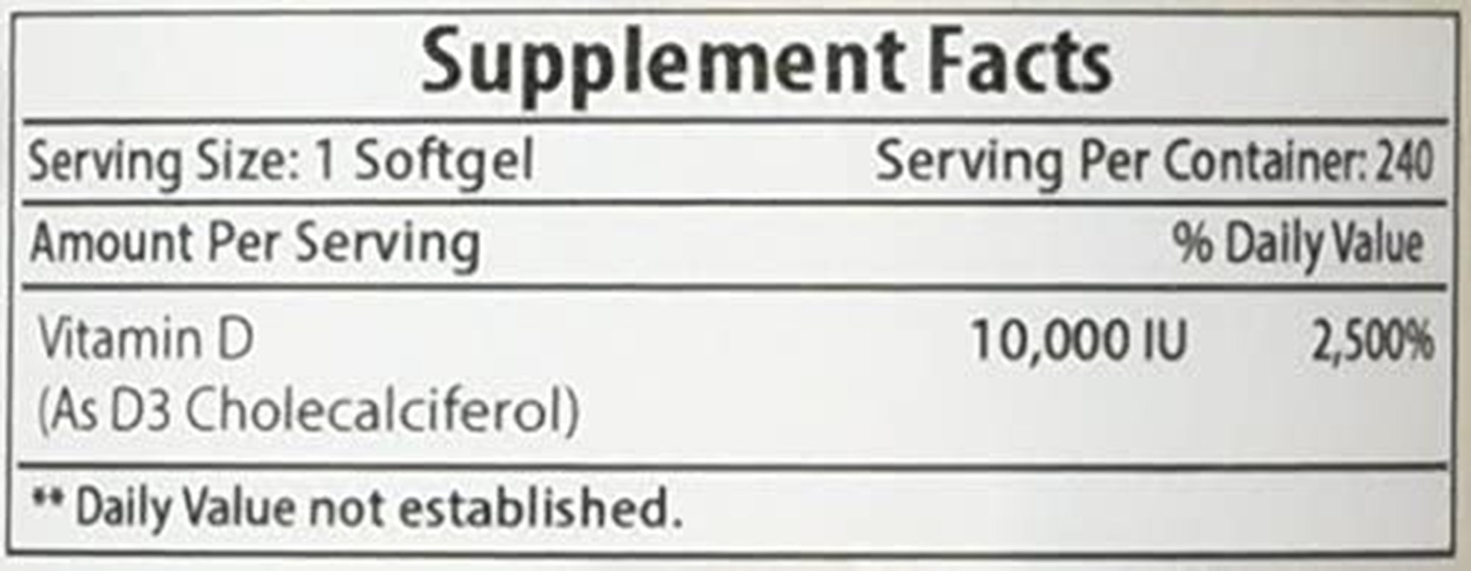 Vitamin D3 10000 IU for Stronger & Healthier Bones, 240 Count