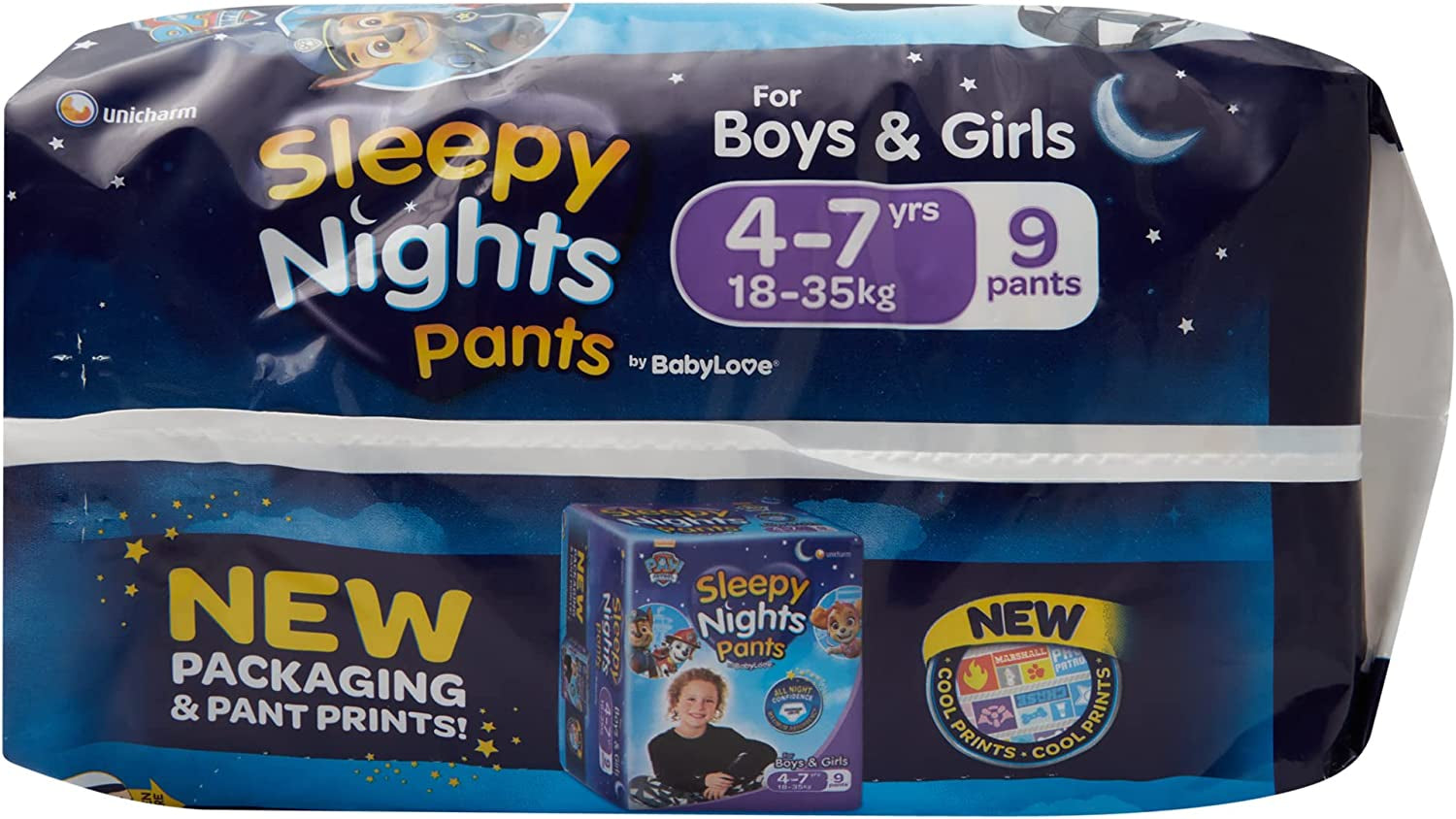 Babylove 27 Piece (3 Pack X 9) Premium Sleepy Nights Overnight Nappy Pants 18-35Kg (4-7 Years)