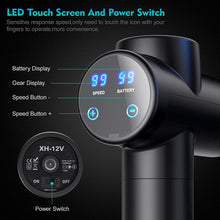 Load image into Gallery viewer, Massage Gun Electric Muscle Massager Deep Tissue 99 Speeds 2550Mah 3300 RPM Low Noise LED Touch Screen with 8 Replaceable Heads
